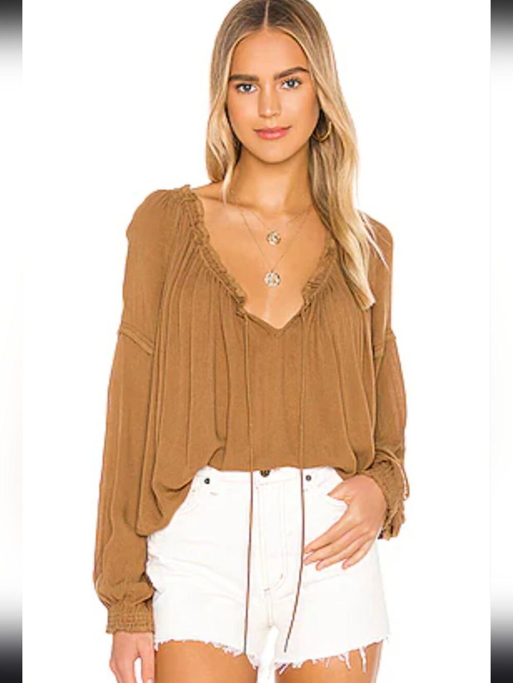 Free People Banda Blouse in Gold Sz XS Great Condition